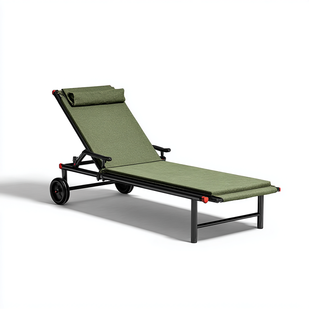 Sonnenliege-Metall-Textil-201x71x87 cm-Olivgrün-Schwarz-Modernes Design-Homiupnest