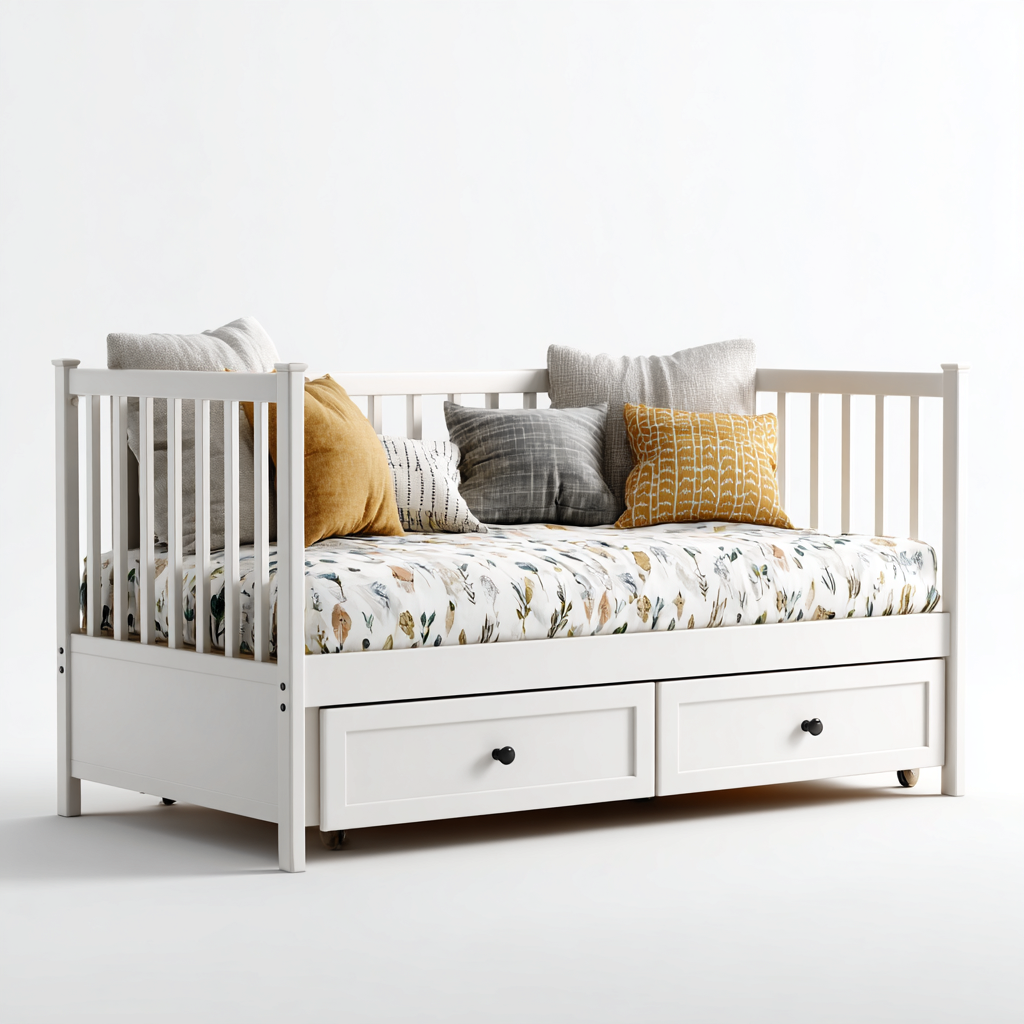 Schlafsofa - Massivholz - 210x102x92 cm - Weiß - Klassisches Design-Homiupnest