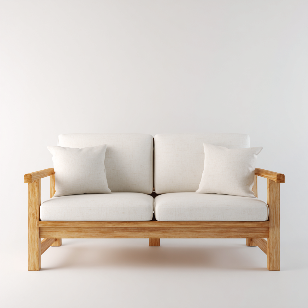 Gartensofa-Holz-Textil-160x78x82 cm-Natur-Weiß-Modernes Design-Homiupnest