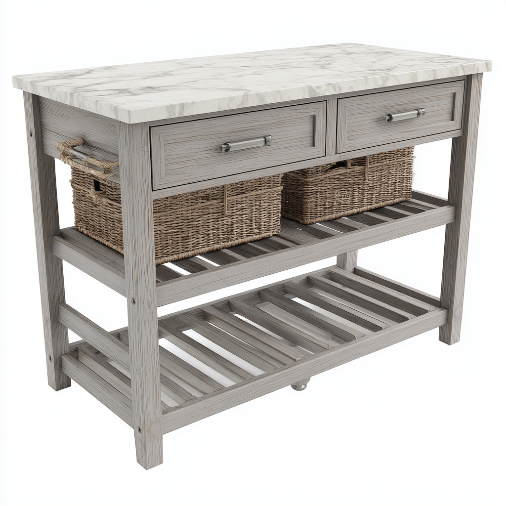 Kücheninsel-Holzwerkstoff-110x55x90 cm-Grau-Weiß-Modern-Homiupnest