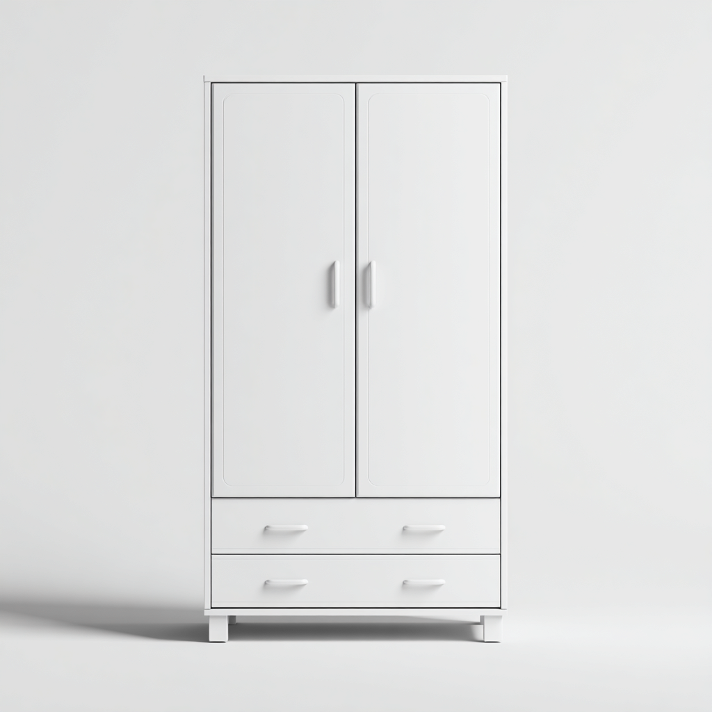 Kleiderschrank - Holzwerkstoff - 100x55x185 cm - weiß - modern-Homiupnest