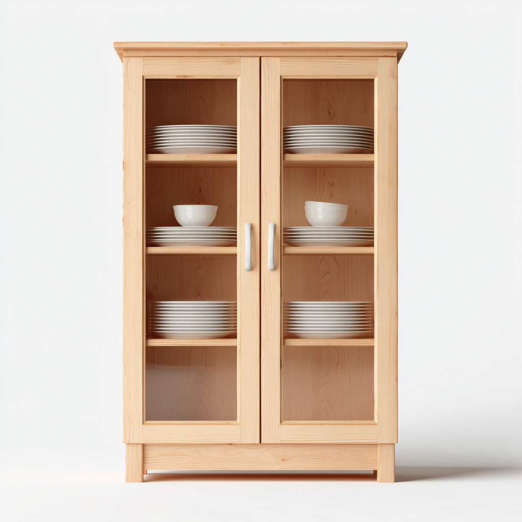 Küchenschrank - Holz - 80x38x150 cm - Naturholz - modernes Design-Homiupnest