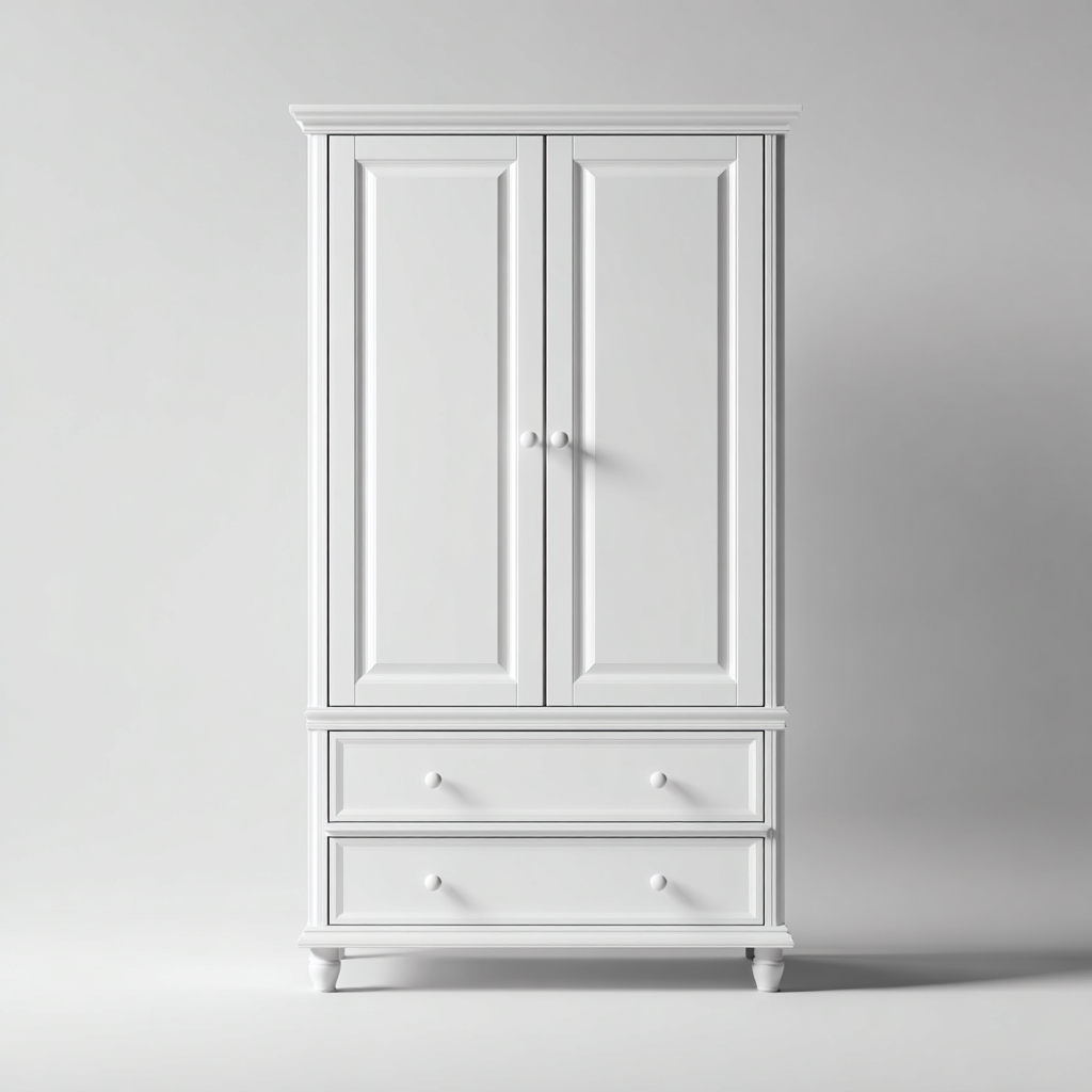 Kleiderschrank-Holz-95x55x190 cm-Weiß-Klassisches Design-Homiupnest