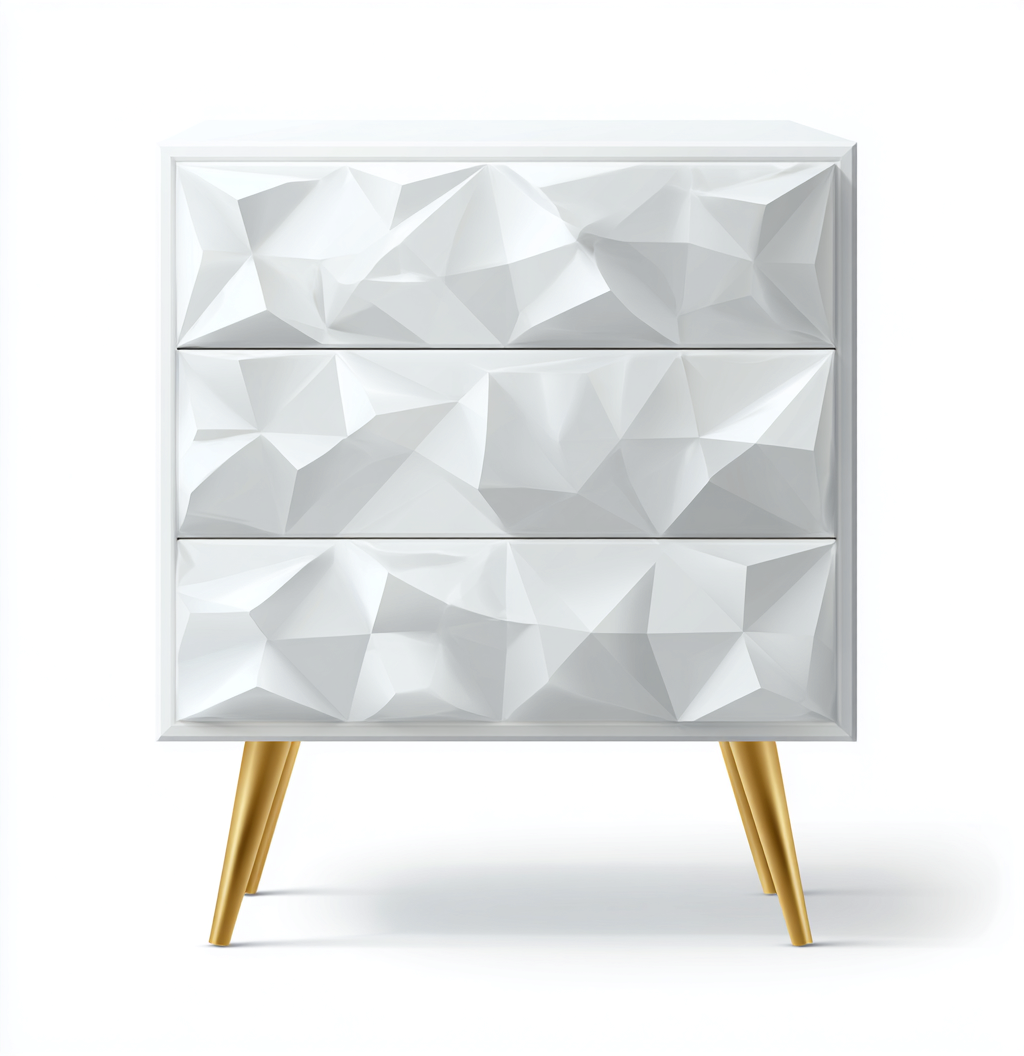 Nachttisch - Holzwerkstoff - 45x35x60 cm - weiß-gold - modernes Design-Homiupnest