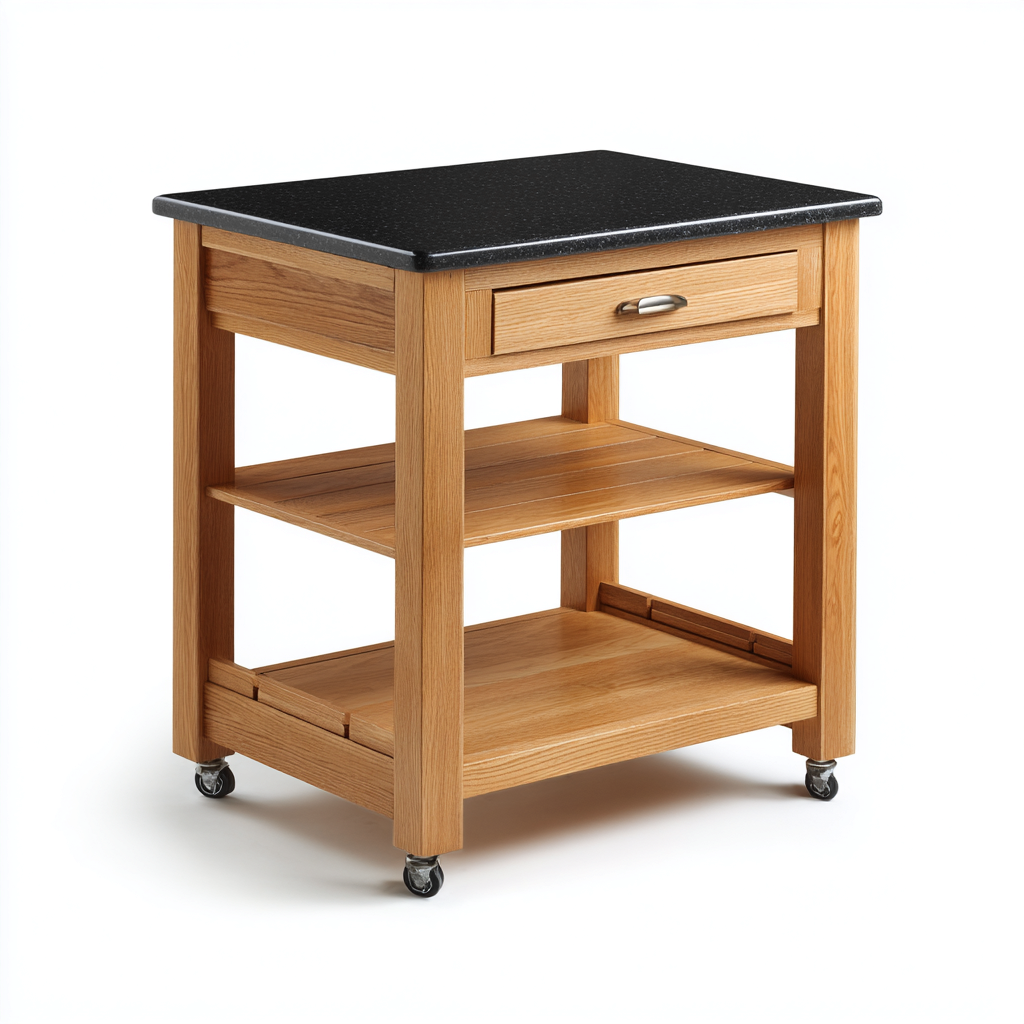 Kücheninsel-Holzwerkstoff-70x50x88 cm-Eichefarben-Schwarz-Modern-Homiupnest