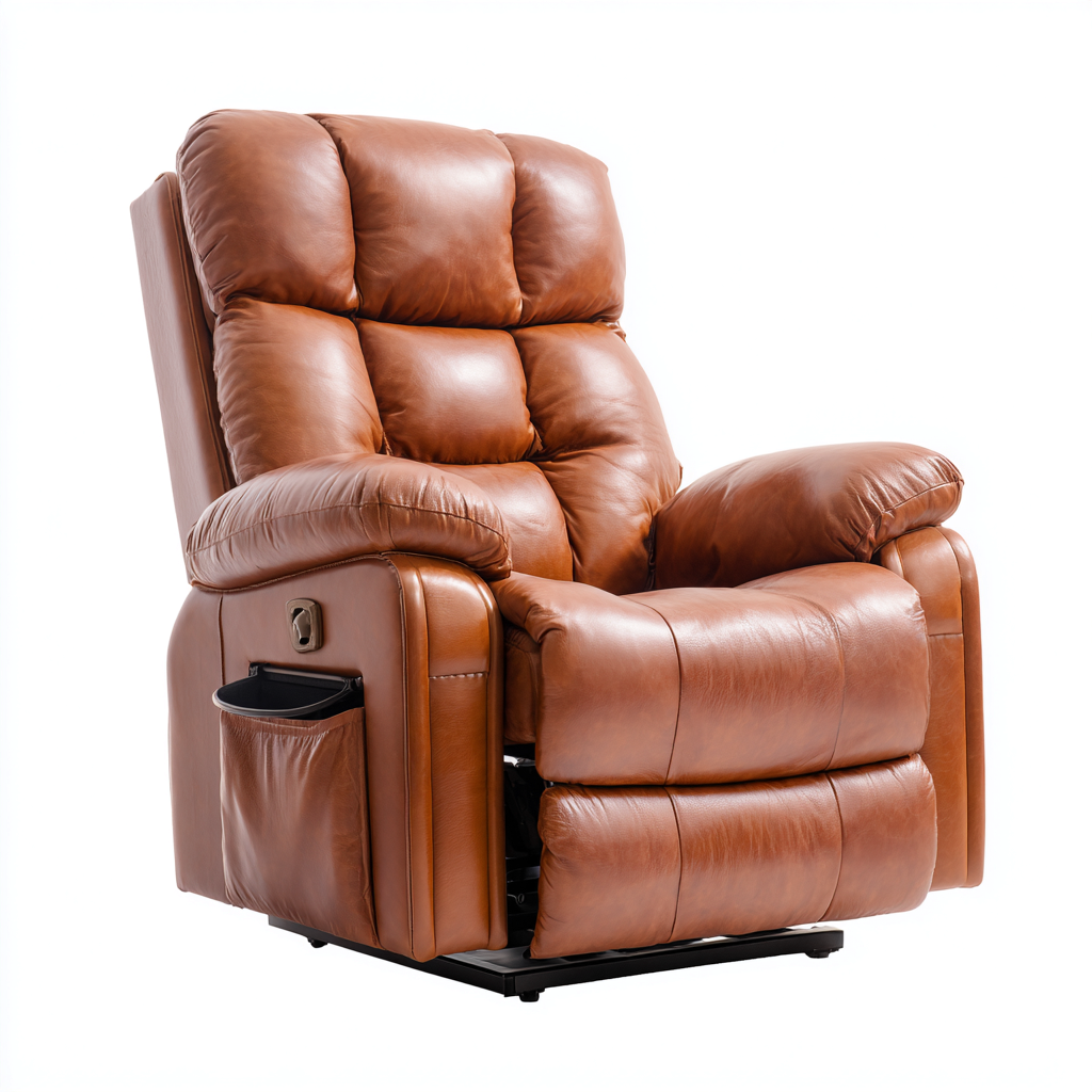 Liegesessel-Echtleder-94x88x106 cm-Braun-Relaxfunktion-Homiupnest