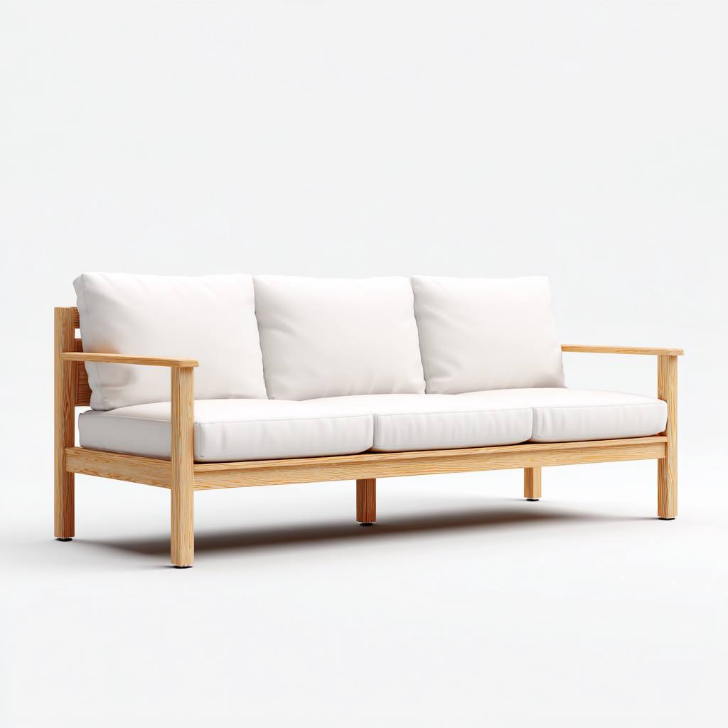 Gartensofa-Holz-Textil-200x78x82 cm-Natur-Weiß-Modernes Design-Homiupnest