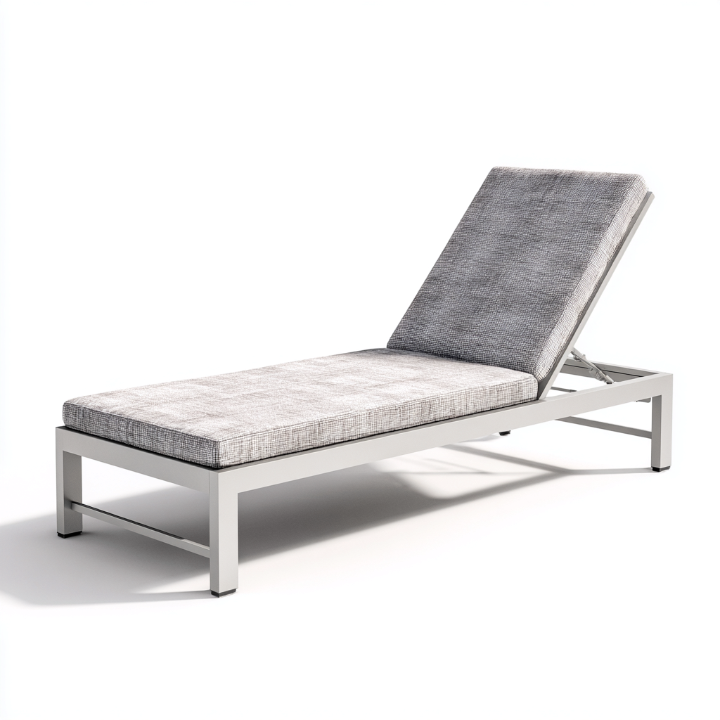 Sonnenliege-Stoff-Metall-198x67x89 cm-Grau-Silber-Gartenstil-Homiupnest