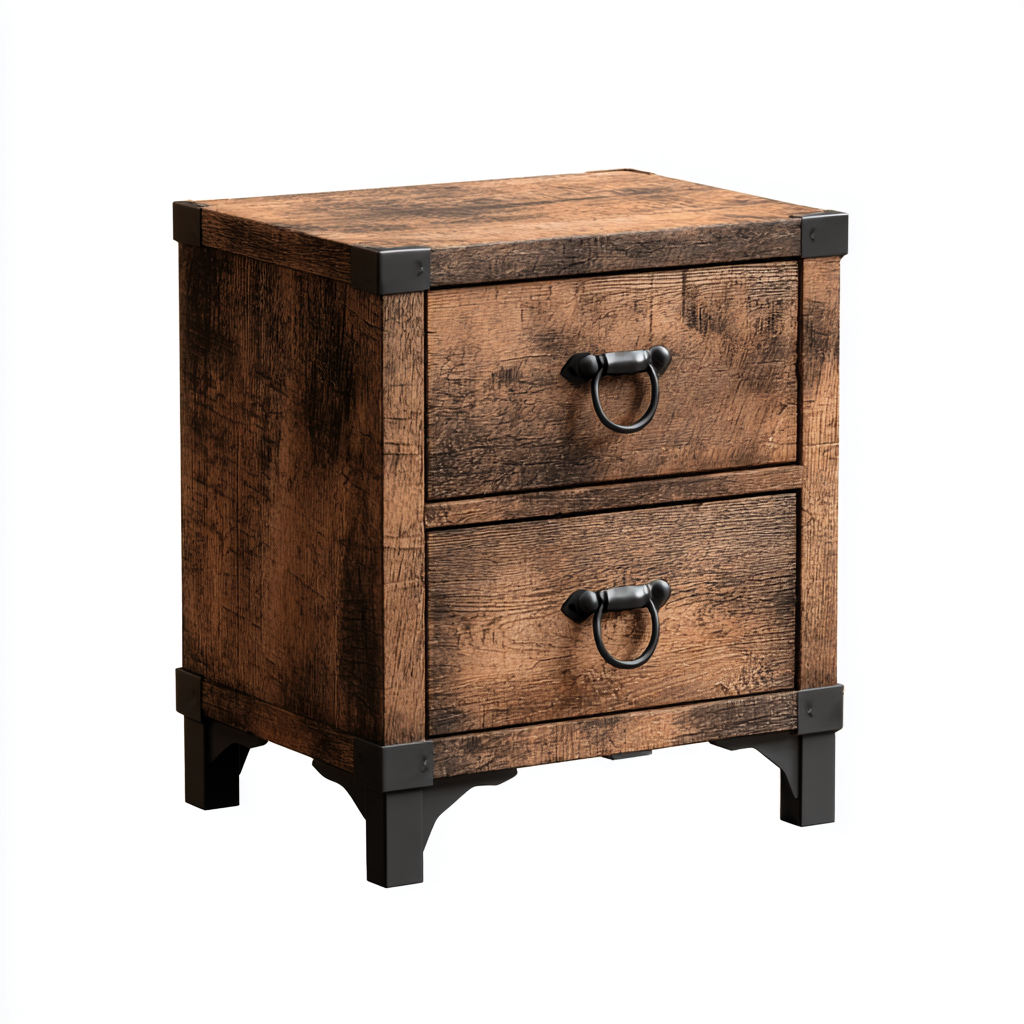 Nachttisch - Holzwerkstoff - 48x39x63 cm - braun-schwarz - industrielles Design-Homiupnest