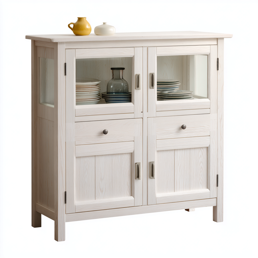 Küchenschrank - Holz - 95x42x140 cm - Weiß-Eiche hell - skandinavisches Design-Homiupnest