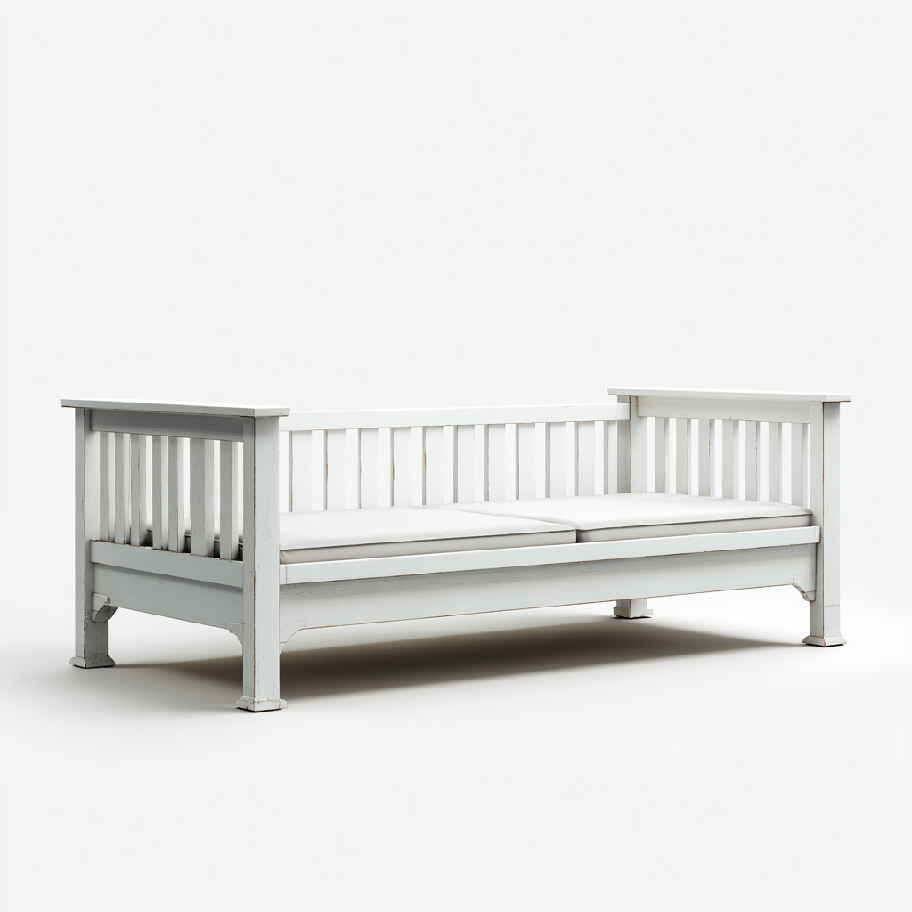 Schlafsofa - Massivholz - 210x100x90 cm - Weiß - Landhausstil-Homiupnest