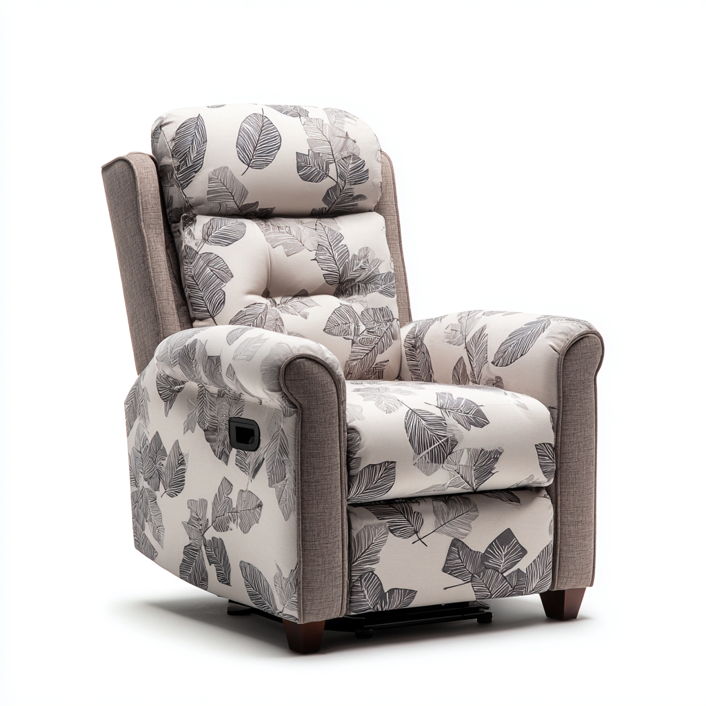 Liegesessel - Stoffpolsterung - 101x79x105 cm - Beige-Blattmuster - Modernes Design Relaxfunktion-Homiupnest