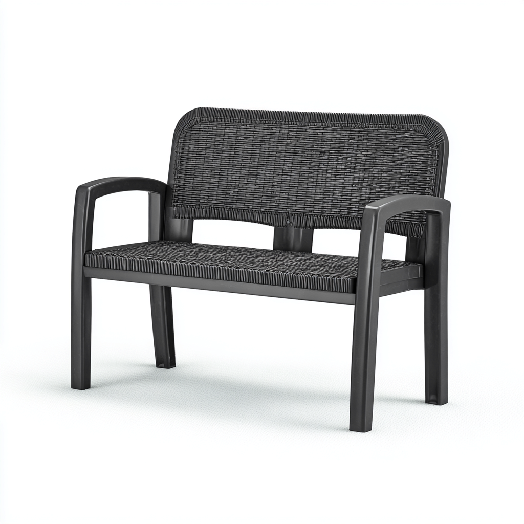 Gartenbank-Kunststoff-118x55x82 cm-Schwarz-Outdoor Design-Homiupnest