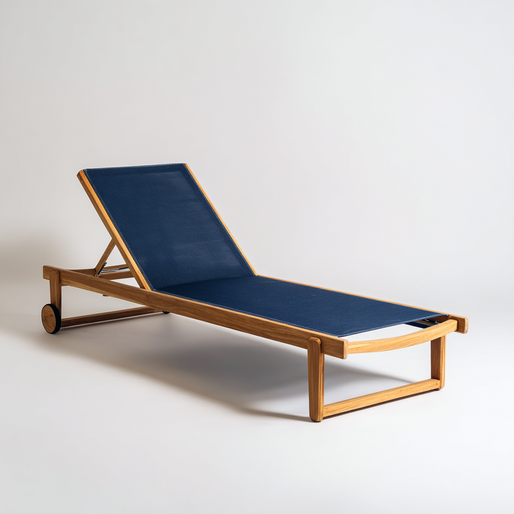 Sonnenliege-Holz-Textilene-203x65x89 cm-Blau-Braun-Gartenstil-Homiupnest