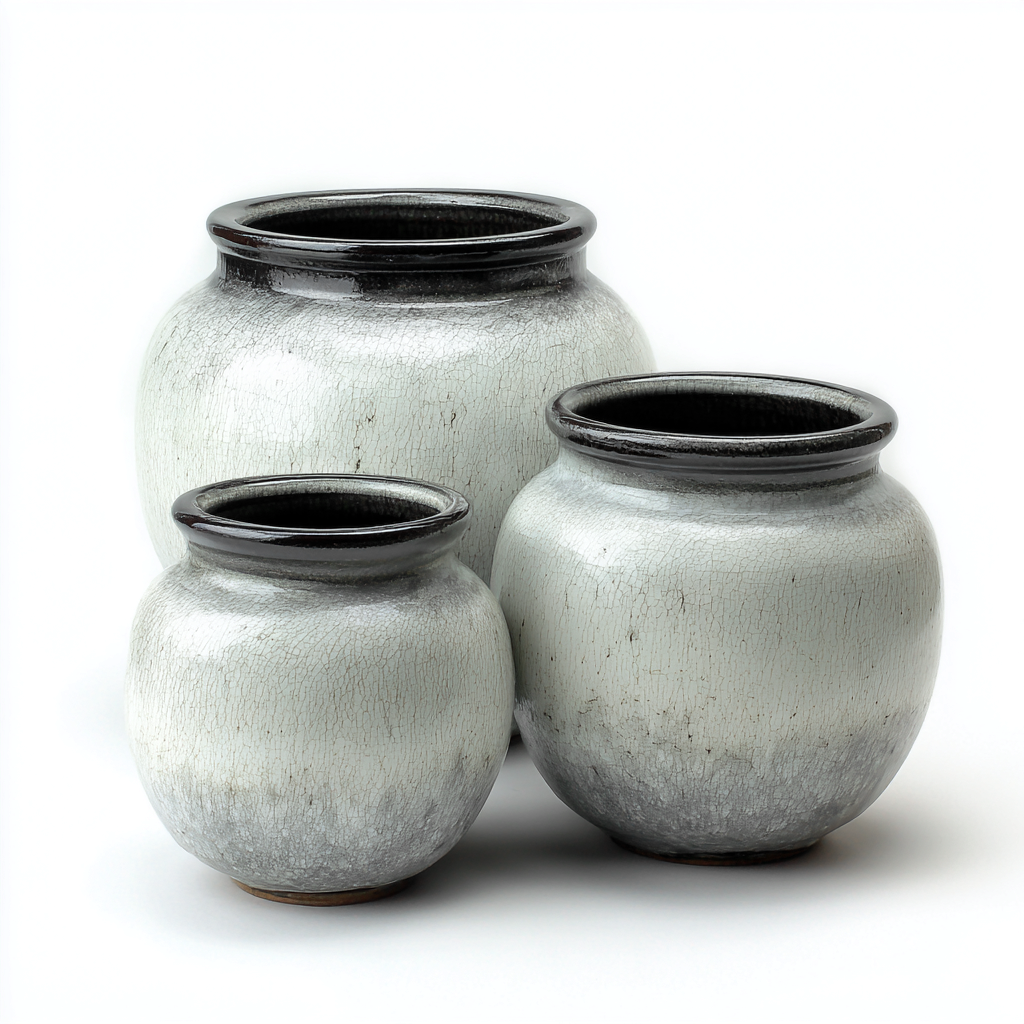 Pflanzgefäß - Keramik - 33x33x35 cm - 27x27x30 cm - 22x22x25 cm - Weiß-Schwarz - moderner Stil-Homiupnest