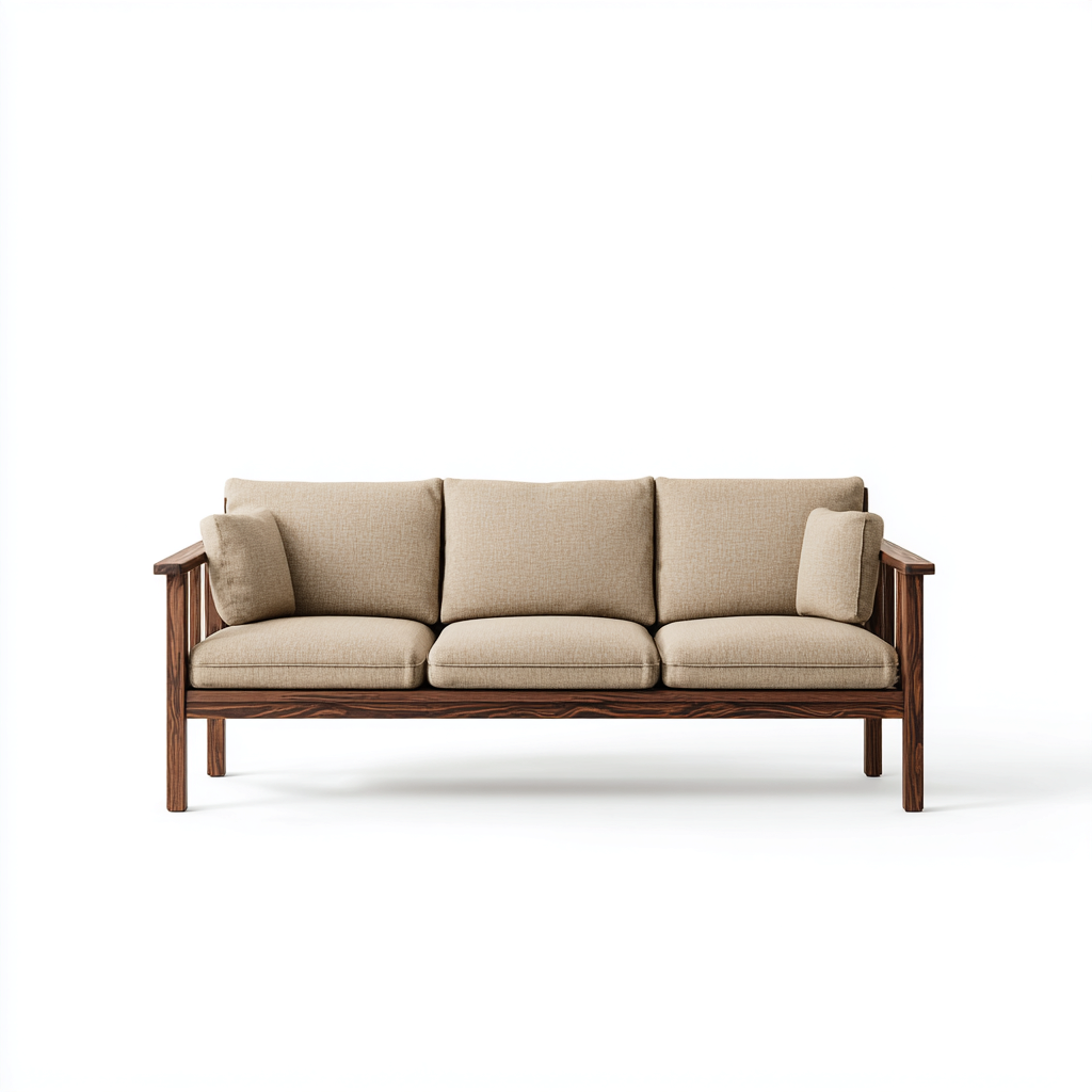 Gartensofa-Holz-Stoff-212x78x85 cm-Beige-Natur-Modernes Design-Homiupnest
