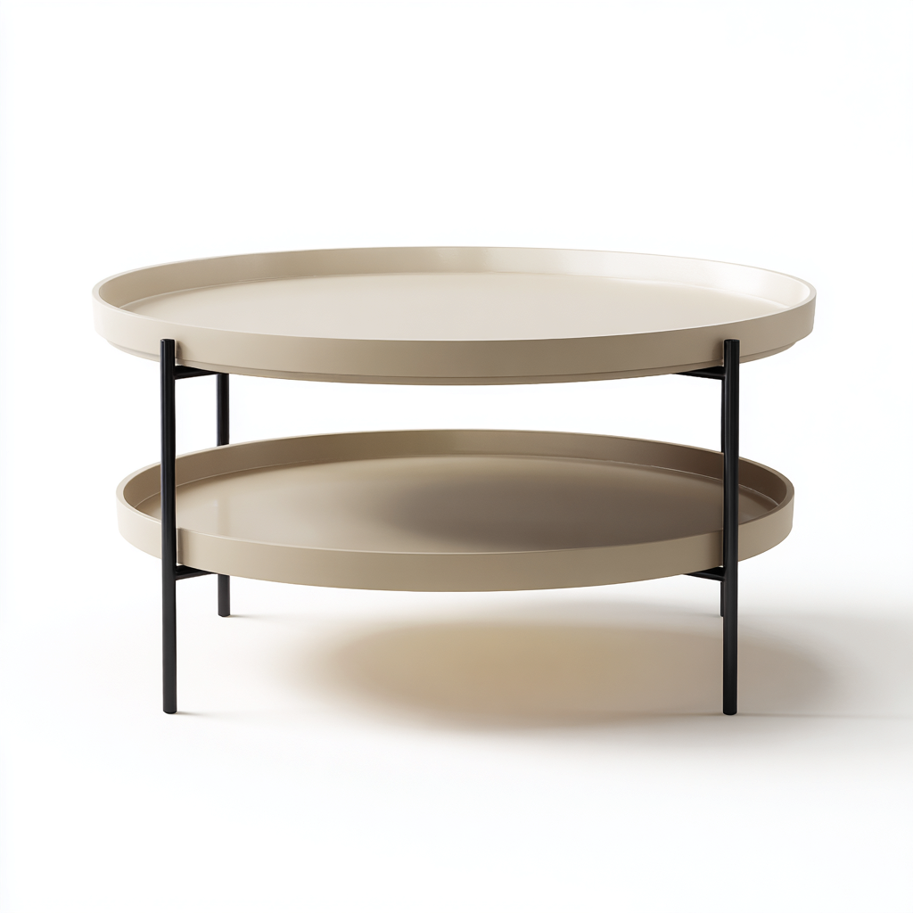 Couchtisch Metall-Holz 80x45 cm - Beige-Schwarz - Modernes Design-Homiupnest