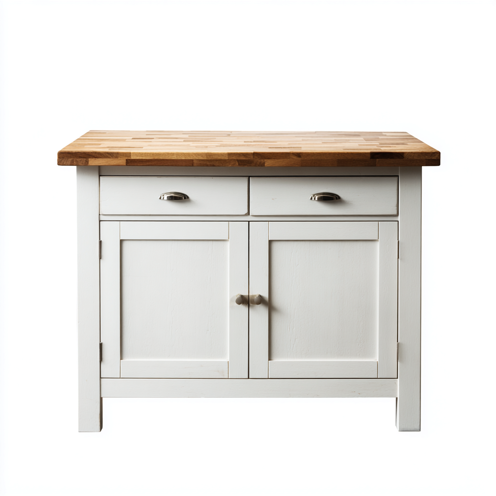 Kücheninsel - Holz - 100x60x90 cm - Weiß-Natur - Modernes Design-Homiupnest