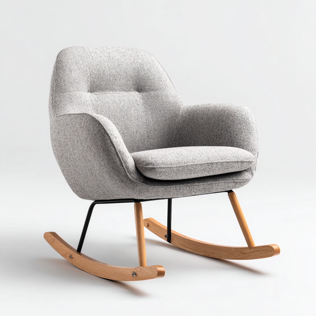 Schaukelstühle-Stoff-Metall-Holz-100x70x105 cm-Grau-Schwarz-Modernes Design-Homiupnest