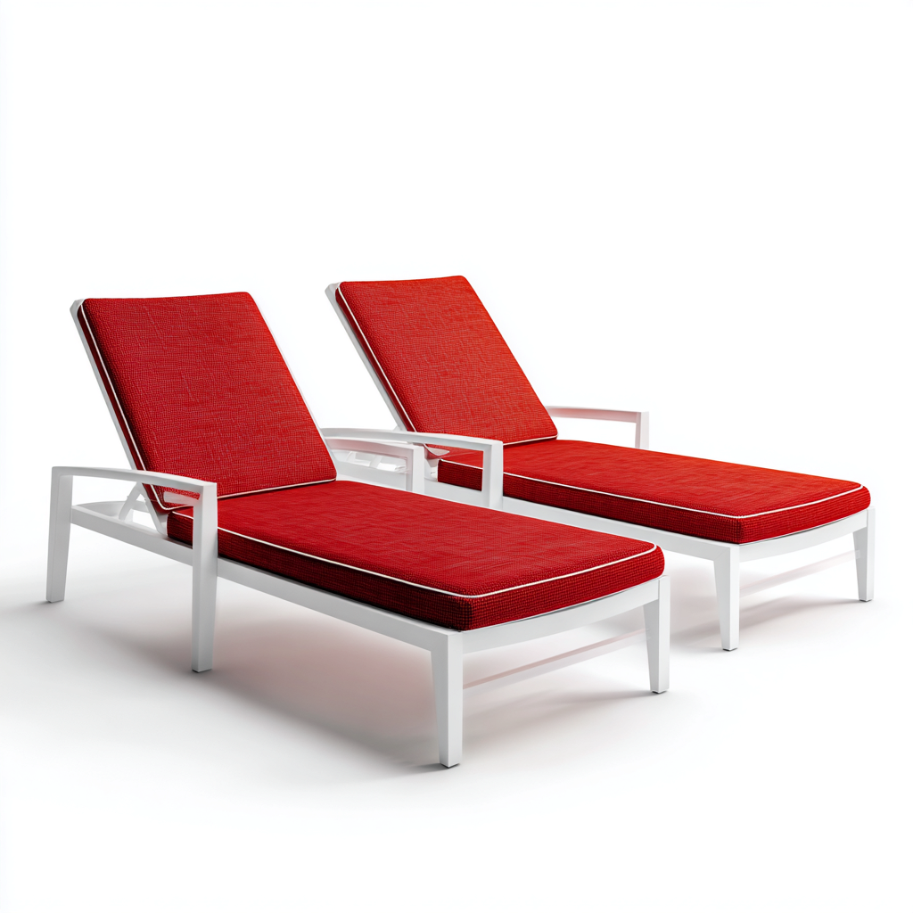 Sonnenliege-Metall-Stoff-198x65x95 cm-Rot-Weiss-Modernes Design-Homiupnest