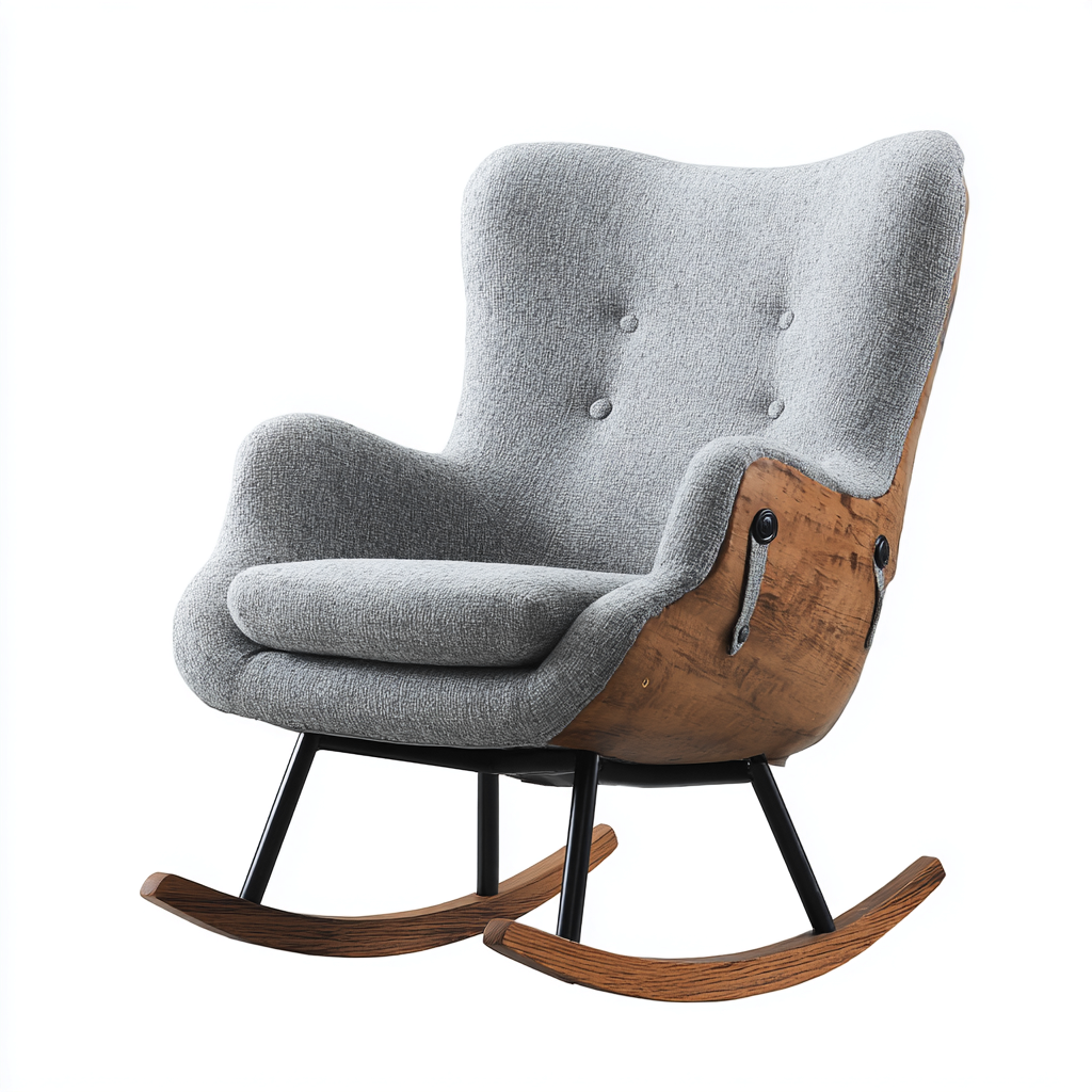 Schaukelstühle-Stoff-Holz-Metall-100x70x105 cm-Grau-Modernes Design-Homiupnest