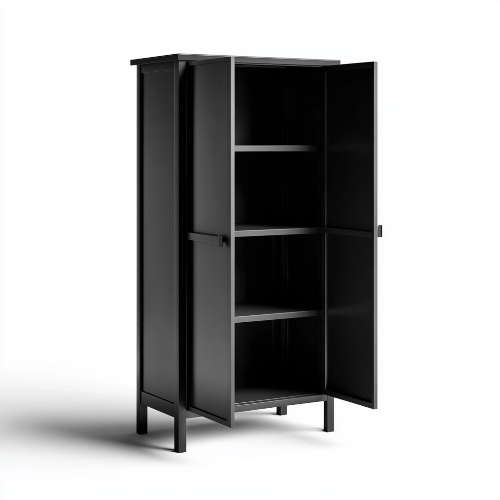Küchenschrank - Metall - 75x40x170 cm - Schwarz - modernes Design-Homiupnest