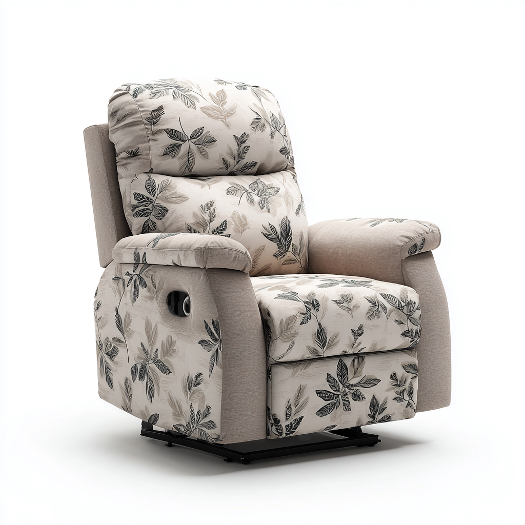 Liegesessel - Stoffpolsterung - 102x80x106 cm - Beige-Blattmuster - Modernes Design Relaxfunktion-Homiupnest