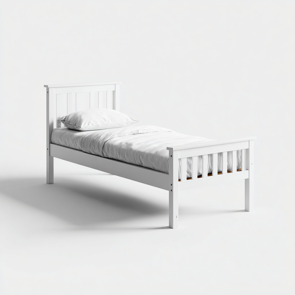 Kinderbett-Massivholz-160x92x85 cm-Weiß-Klassisch-Homiupnest