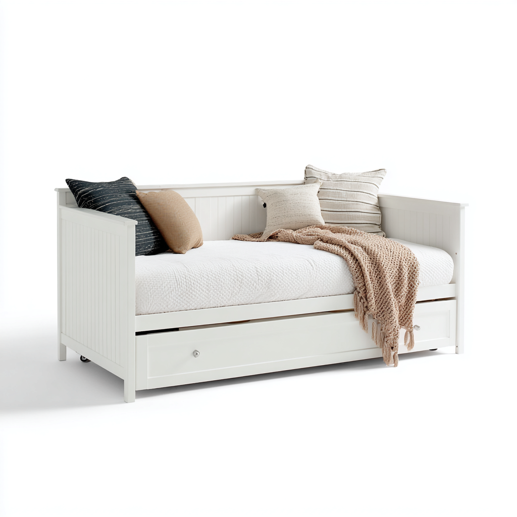 Schlafsofa - Massivholz - 210x102x92 cm - Weiß - Klassisches Design-Homiupnest