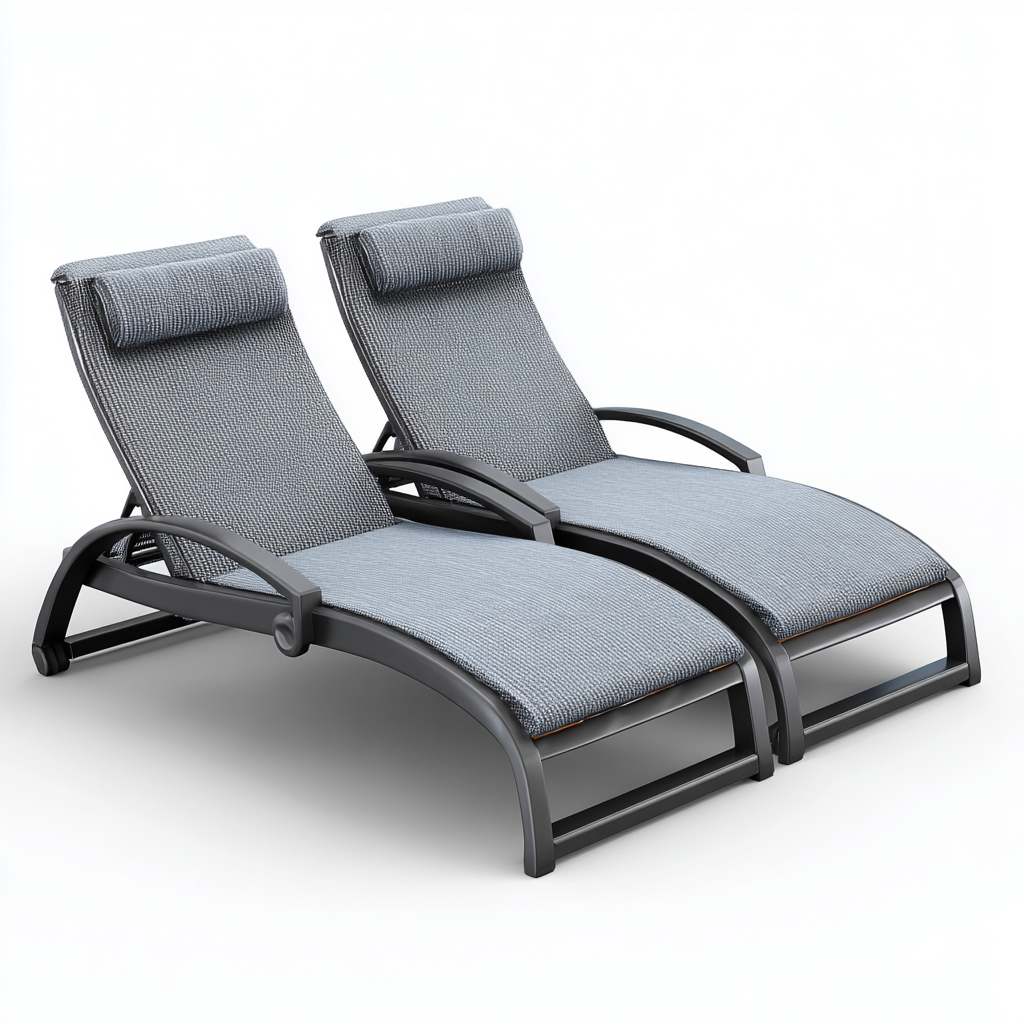 Sonnenliege-Textilene-Metall-198x64x88 cm-Grau-Gartenstil-Homiupnest