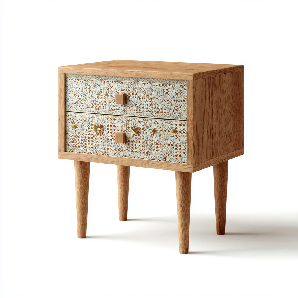 Nachttisch - Holzwerkstoff - 48x38x62 cm - braun-weiß - kreatives Design-Homiupnest