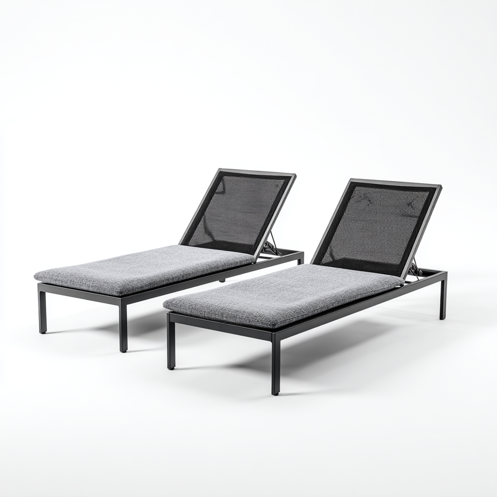 Sonnenliege-Metall-Textil-200x72x85 cm-Grau-Schwarz-Modernes Design-Homiupnest