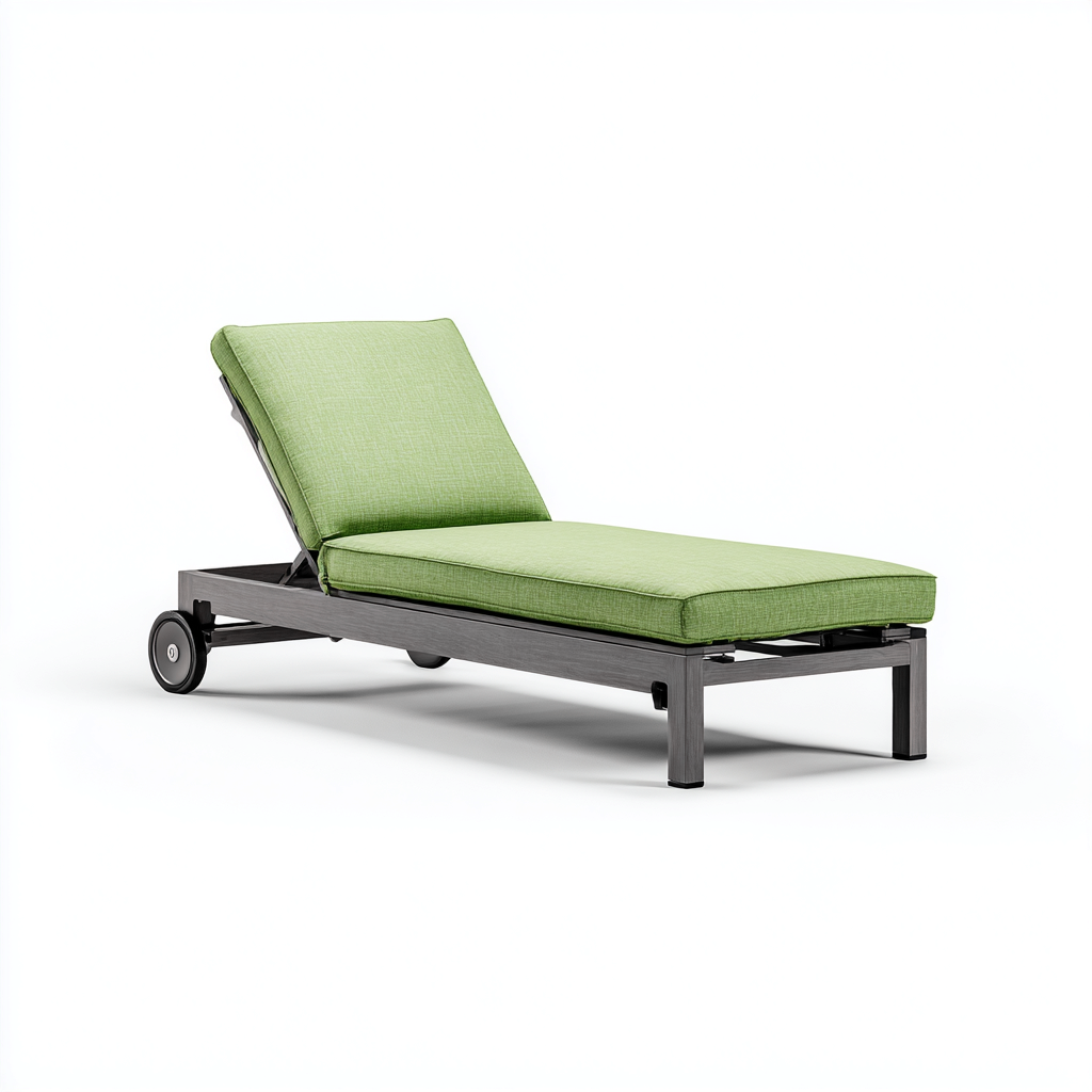 Sonnenliege-Metall-Textil-198x72x86 cm-Hellgrün-Dunkelgrau-Modernes Design-Homiupnest