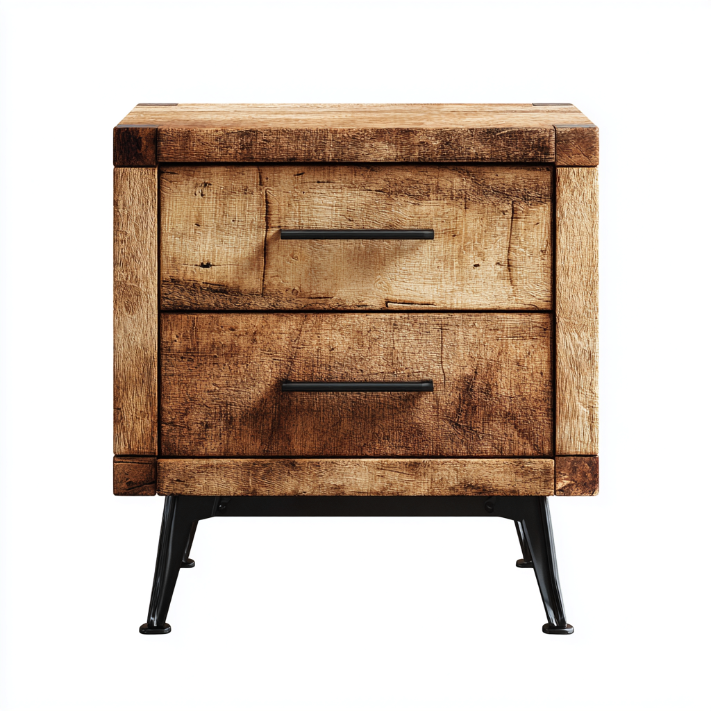 Nachttisch - Holzwerkstoff - 48x40x61 cm - braun-schwarz - industrielles Design-Homiupnest