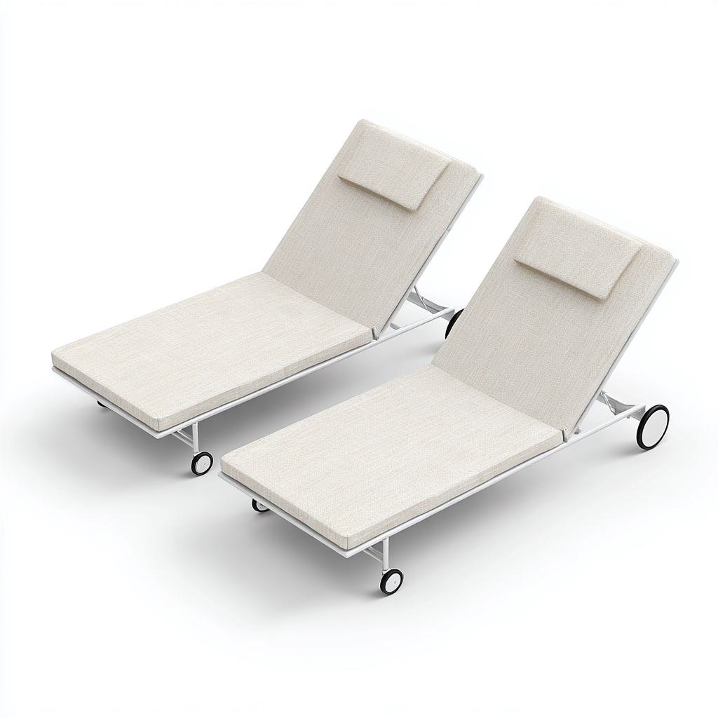 Sonnenliege-Metall-Stoff-200x66x96 cm-Creme-Weiss-Modernes Design-Homiupnest