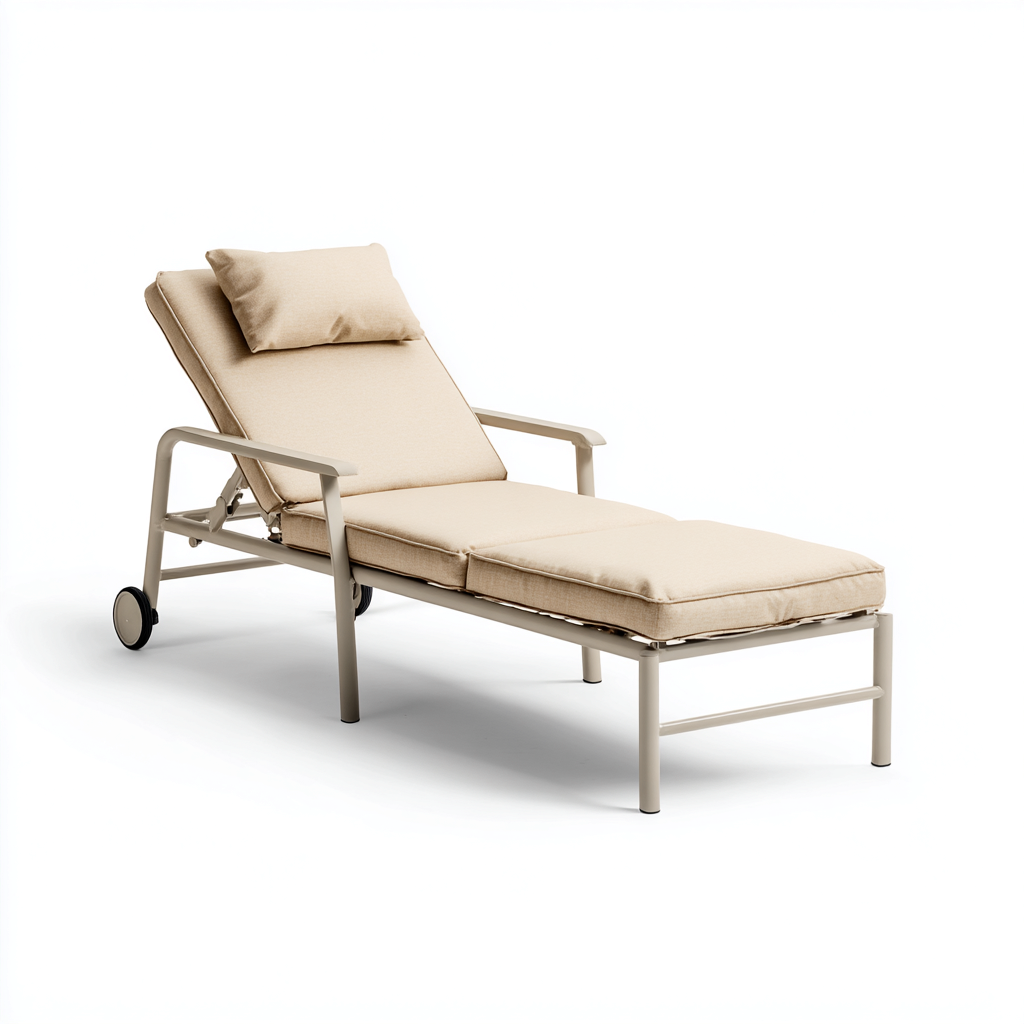 Sonnenliege-Stoff-Metall-201x68x94 cm-Beige-Gartenstil-Homiupnest