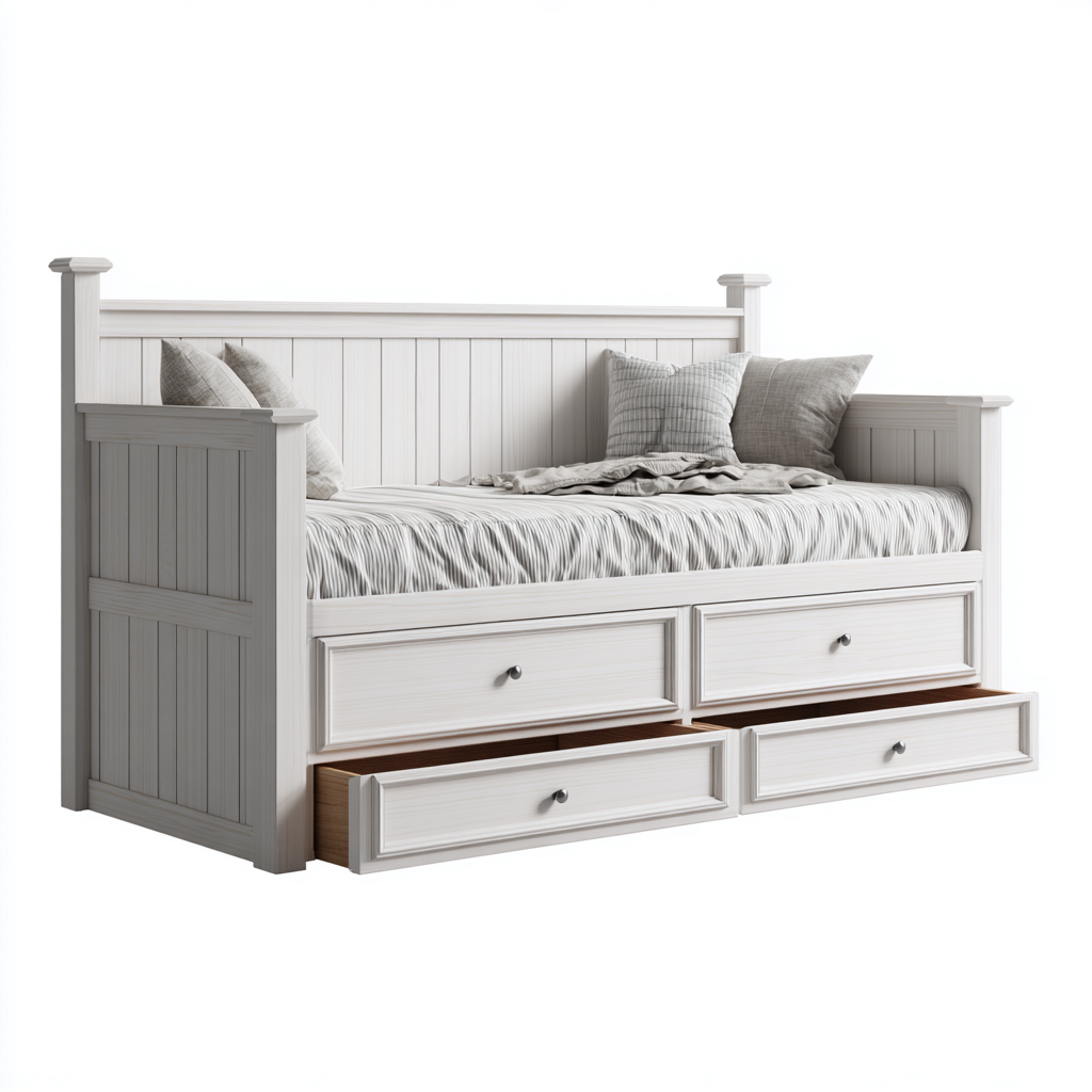 Schlafsofa - Holz - 215x100x120 cm - Weiß - Landhausstil-Homiupnest