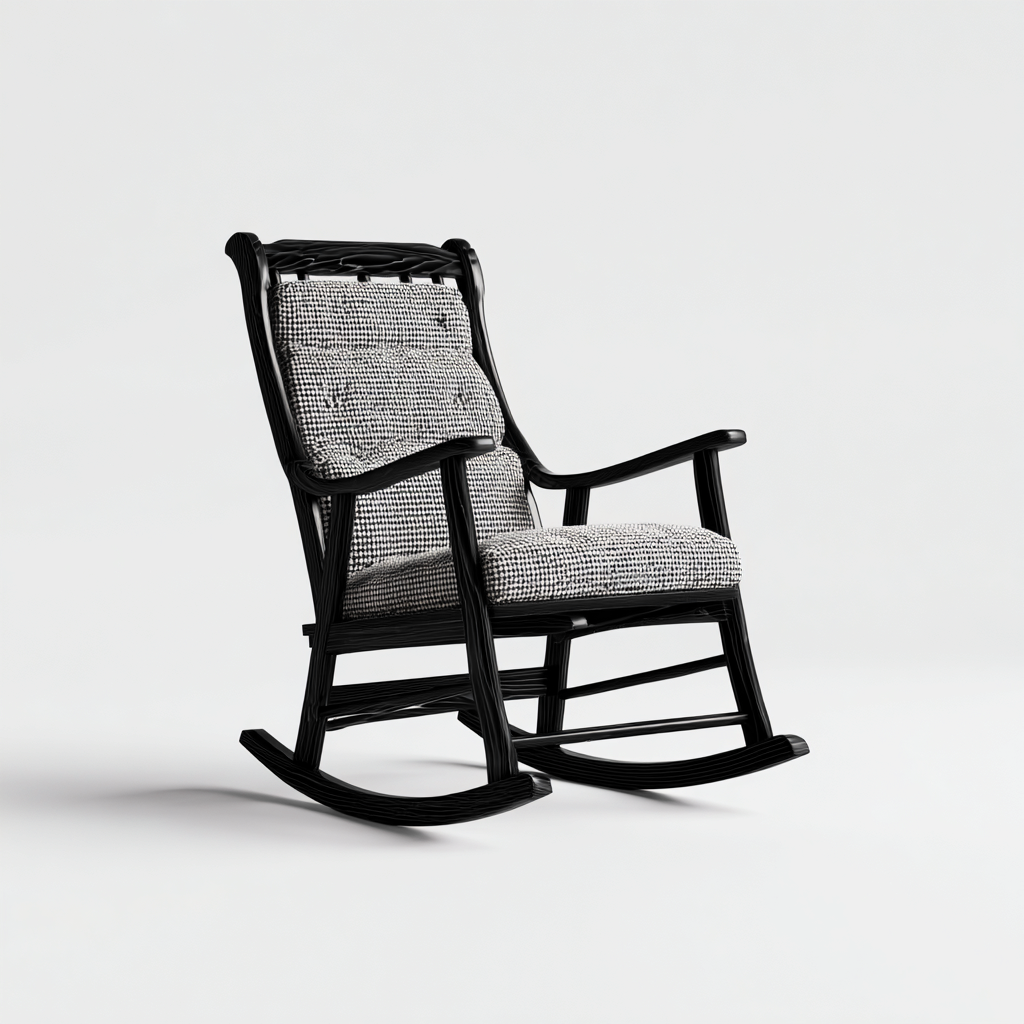 Schaukelstühle-Massivholz-95x60x105 cm-Schwarz-Grau-Modernes Design-Homiupnest