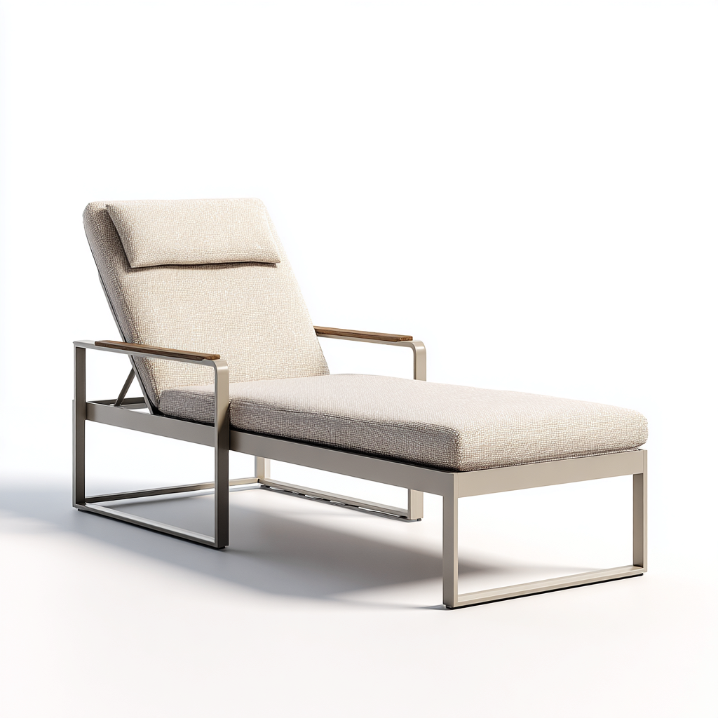 Sonnenliege-Stoff-Metall-199x67x92 cm-Beige-Gartenstil-Homiupnest