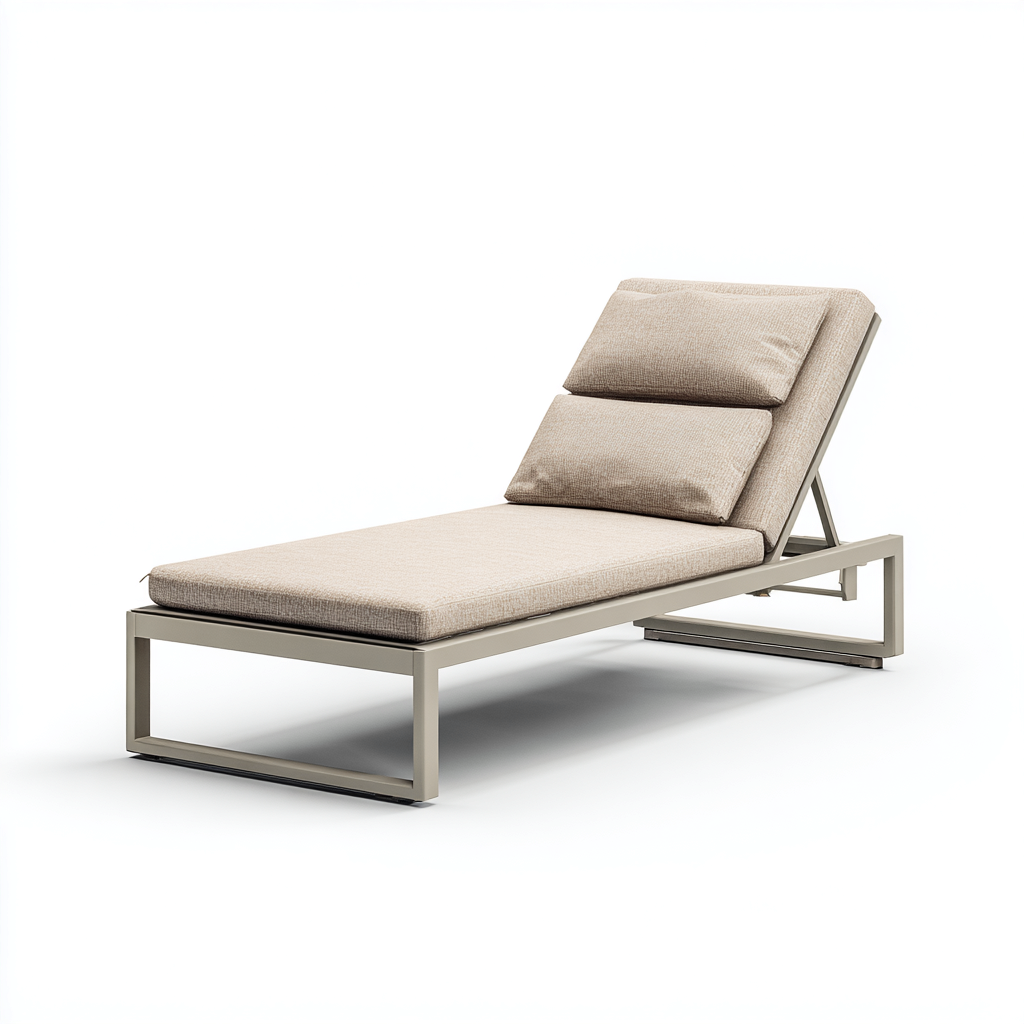 Sonnenliege-Stoff-Metall-198x67x91 cm-Beige-Gartenstil-Homiupnest