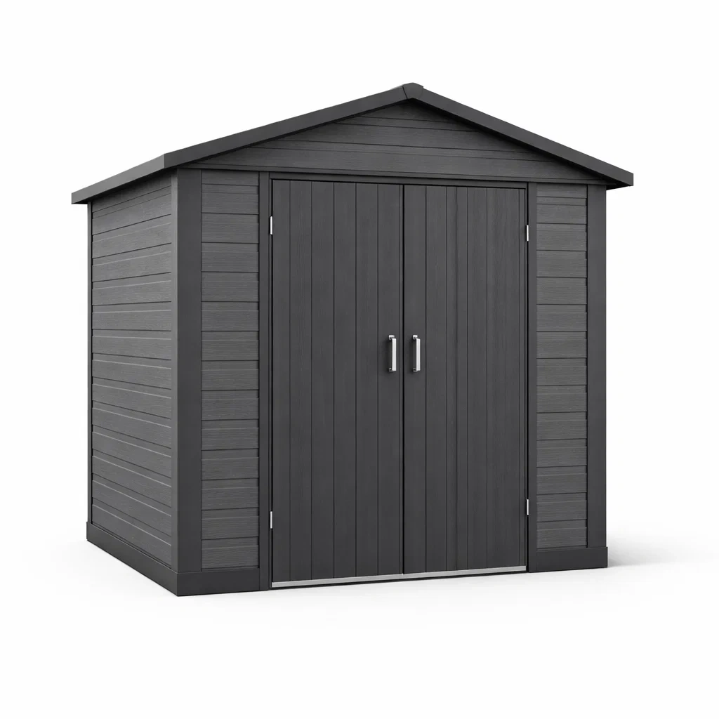 Abri de jardin en résine synthétique anthracite-WARMDECORLIVING