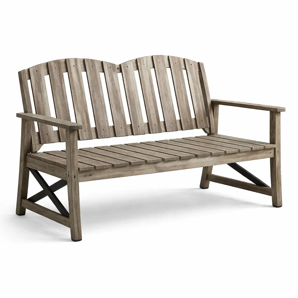 Banc extérieur en bois d'acacia gris-WARMDECORLIVING