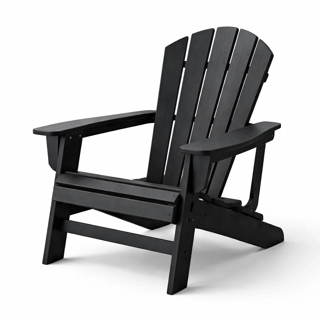Chaise adirondack en bois noir-WARMDECORLIVING