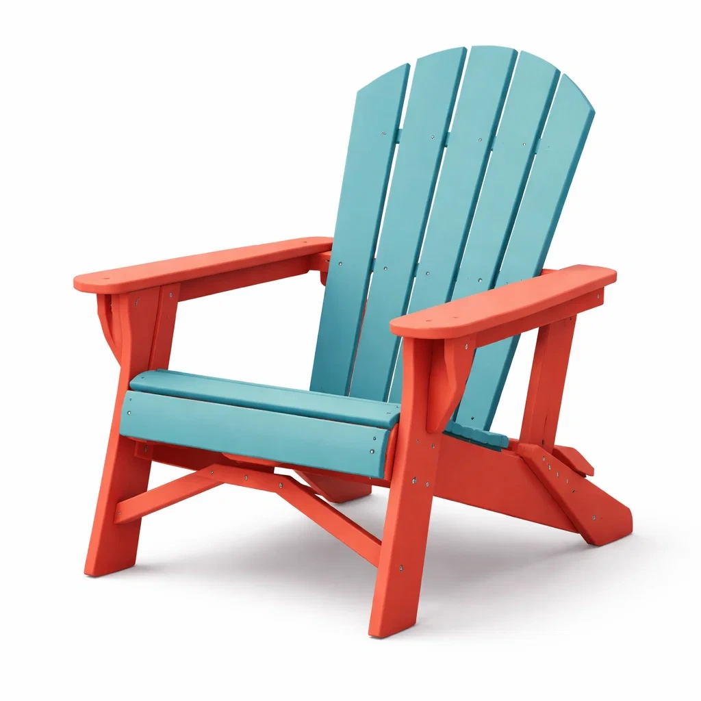Chaise adirondack en bois composite bleu et rouge-WARMDECORLIVING