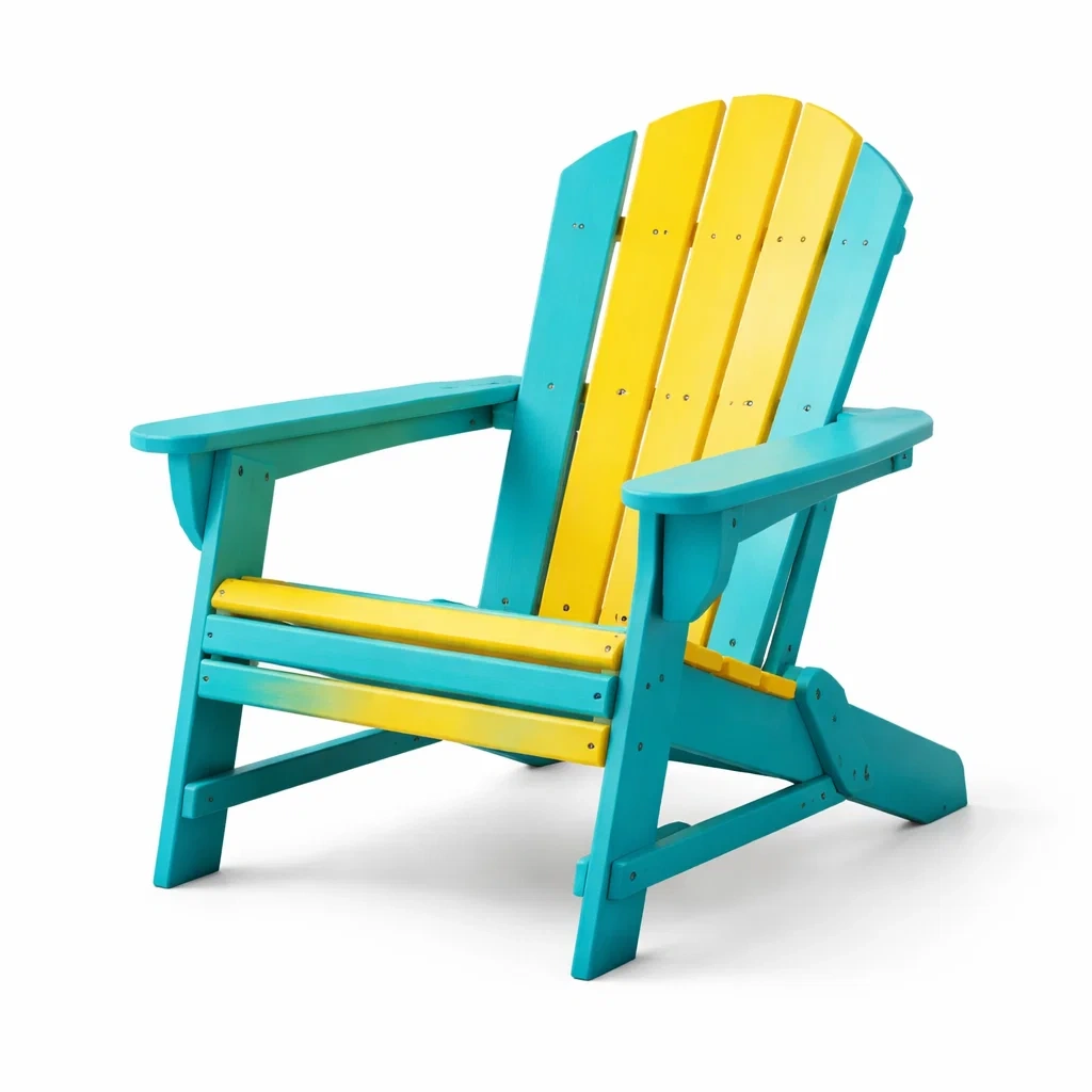 Chaise adirondack en bois composite bleu et jaune-WARMDECORLIVING