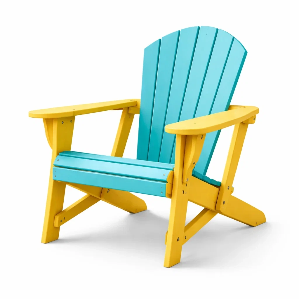 Chaise adirondack enfant en bois bleu et jaune-WARMDECORLIVING