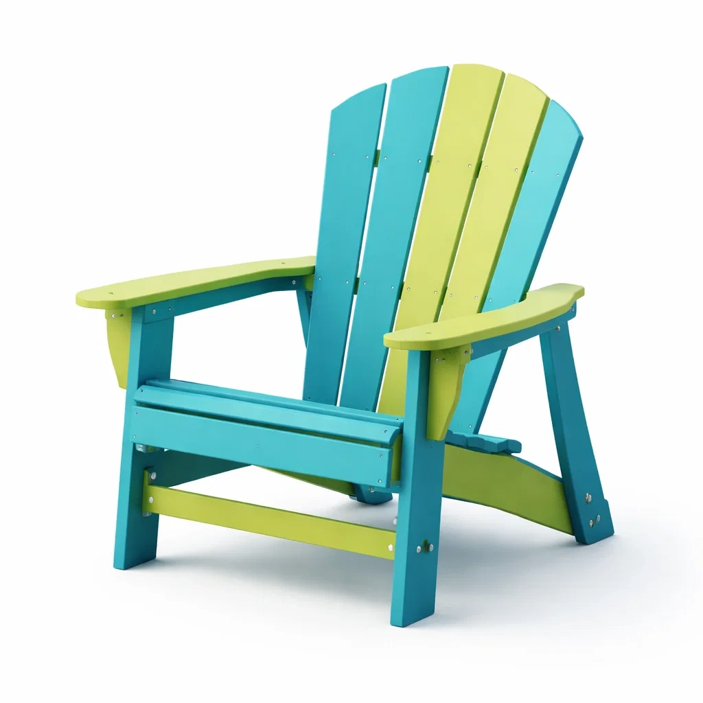 Chaise adirondack extérieure bicolore en bois composite turquoise et vert-WARMDECORLIVING