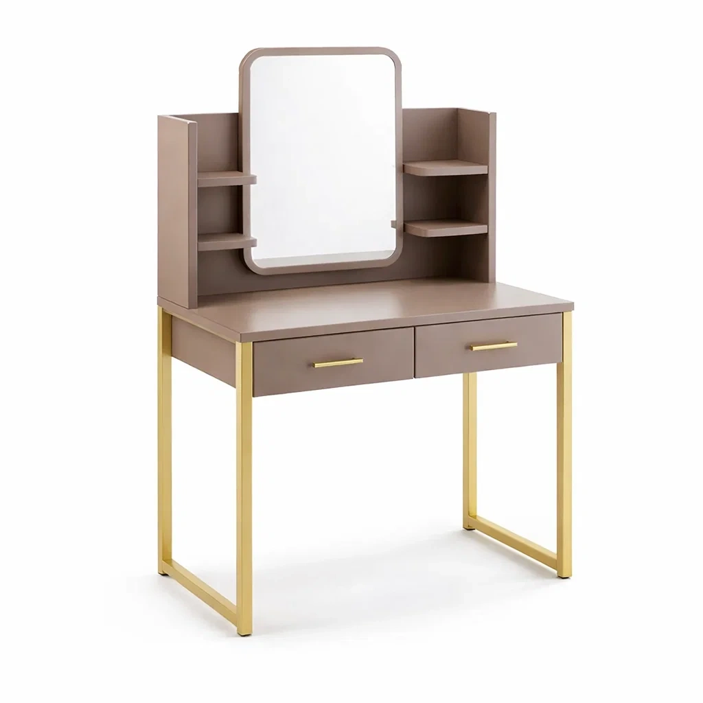 Coiffeuse en bois mdf avec miroir et pieds en métal doré coiffeuse-ELEGANTROOMcraft