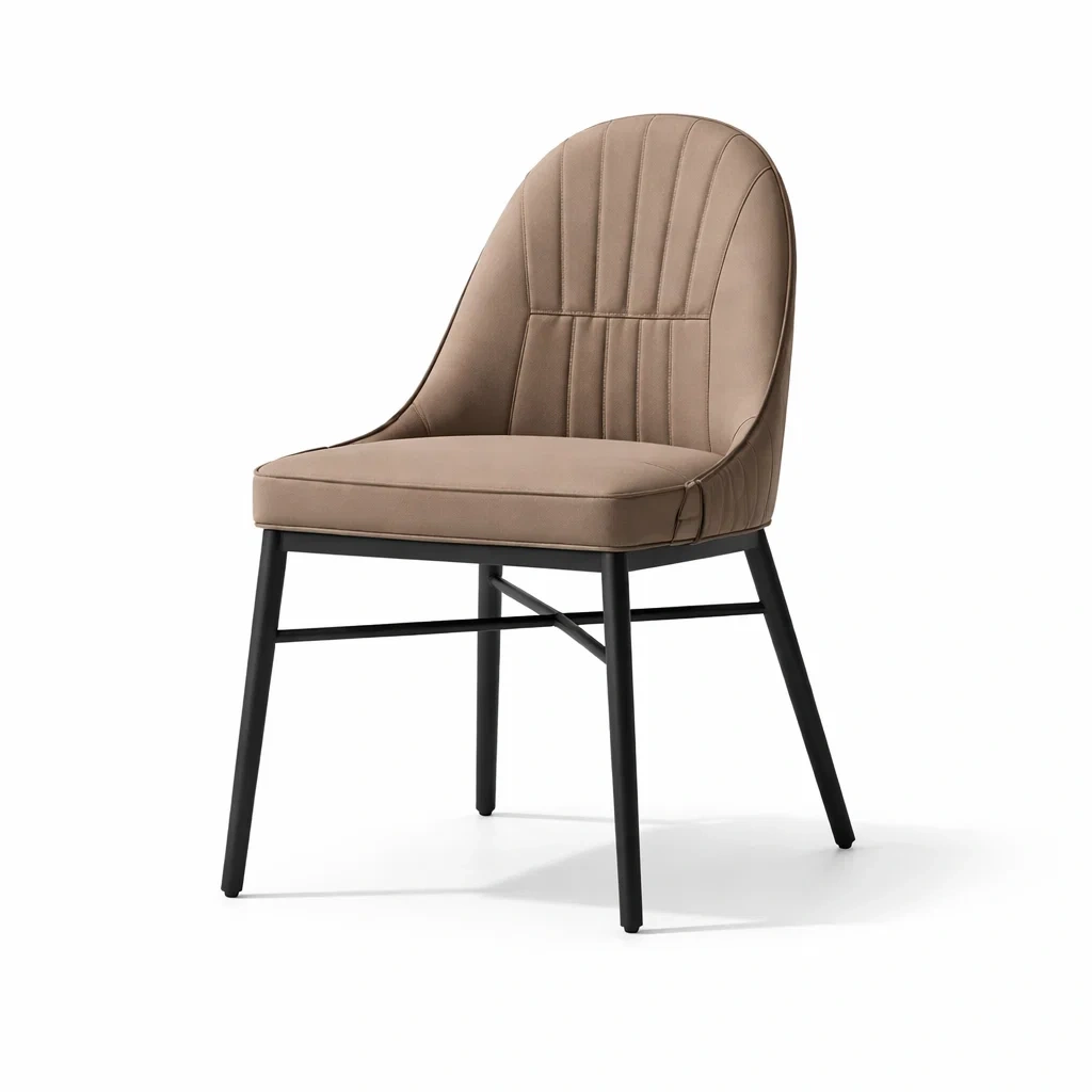 Chaises de salle à manger en velours avec structure en métal noir beige-ELEGANTROOMcraft