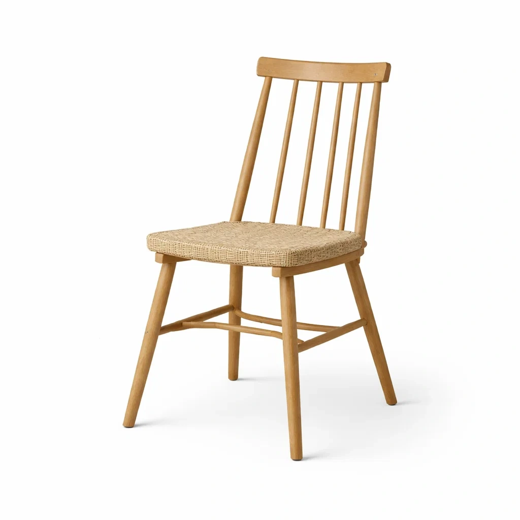 Chaises de salle à manger en bois avec siège en corde tressée-ELEGANTROOMcraft